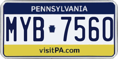 PA license plate MYB7560