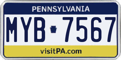 PA license plate MYB7567