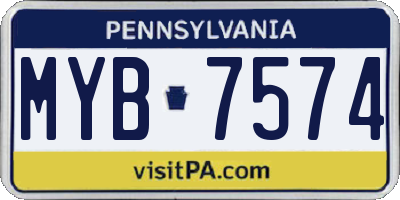 PA license plate MYB7574