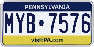PA license plate MYB7576
