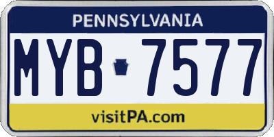 PA license plate MYB7577