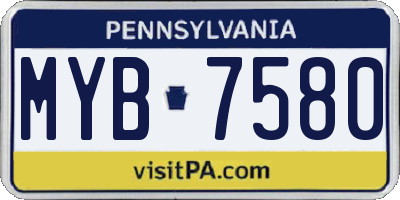 PA license plate MYB7580