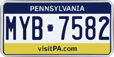 PA license plate MYB7582