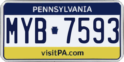 PA license plate MYB7593