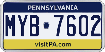 PA license plate MYB7602