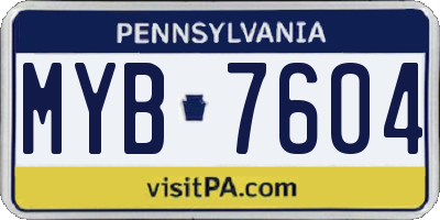 PA license plate MYB7604