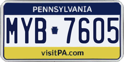 PA license plate MYB7605