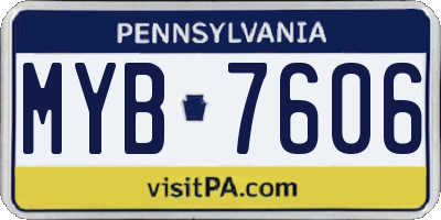 PA license plate MYB7606