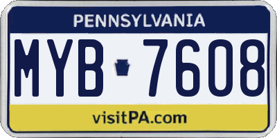 PA license plate MYB7608