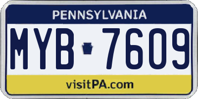 PA license plate MYB7609