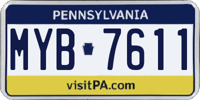 PA license plate MYB7611
