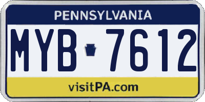 PA license plate MYB7612