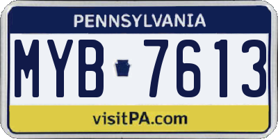 PA license plate MYB7613