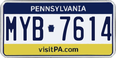 PA license plate MYB7614