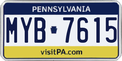 PA license plate MYB7615