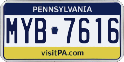 PA license plate MYB7616