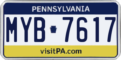 PA license plate MYB7617