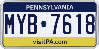 PA license plate MYB7618