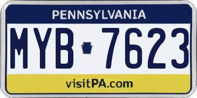 PA license plate MYB7623