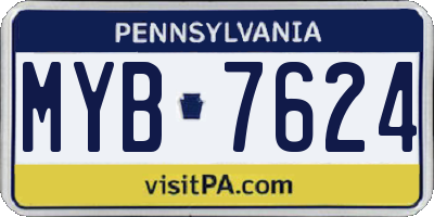 PA license plate MYB7624