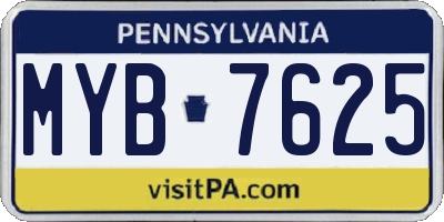 PA license plate MYB7625