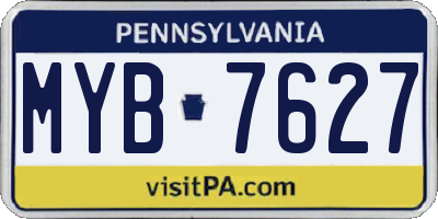 PA license plate MYB7627