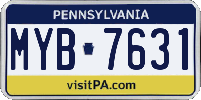 PA license plate MYB7631