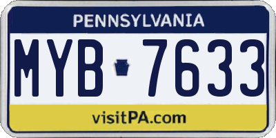 PA license plate MYB7633