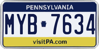 PA license plate MYB7634