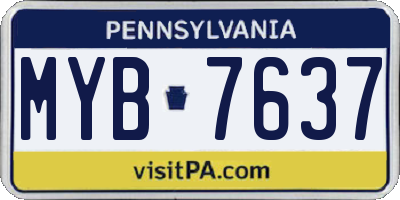 PA license plate MYB7637