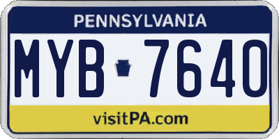 PA license plate MYB7640