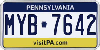 PA license plate MYB7642