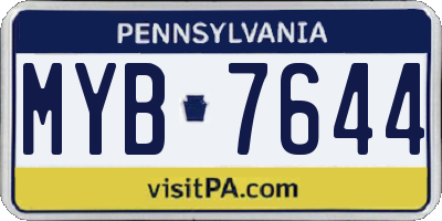 PA license plate MYB7644