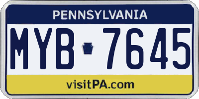 PA license plate MYB7645