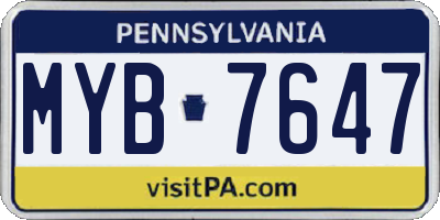 PA license plate MYB7647