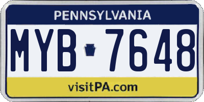 PA license plate MYB7648