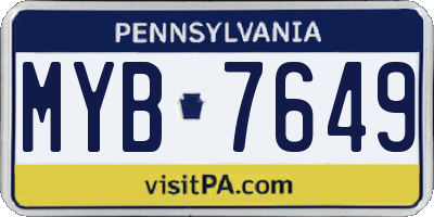 PA license plate MYB7649