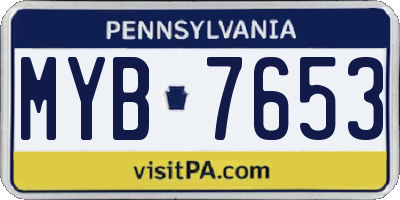 PA license plate MYB7653