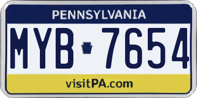 PA license plate MYB7654
