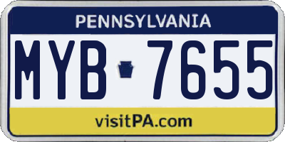 PA license plate MYB7655