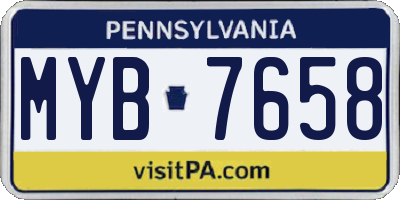 PA license plate MYB7658