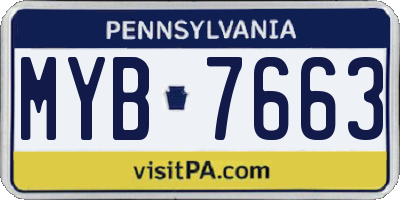 PA license plate MYB7663
