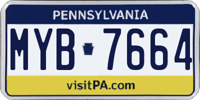PA license plate MYB7664