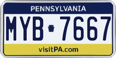 PA license plate MYB7667