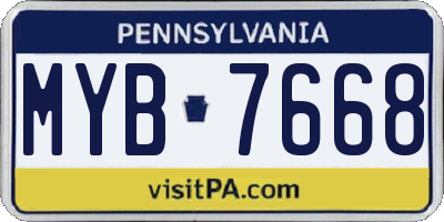 PA license plate MYB7668