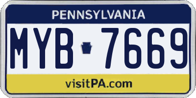 PA license plate MYB7669