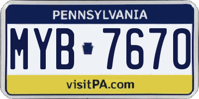 PA license plate MYB7670