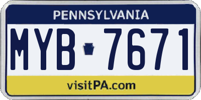 PA license plate MYB7671