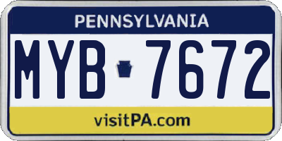 PA license plate MYB7672