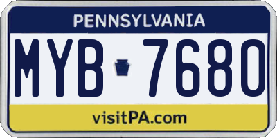 PA license plate MYB7680
